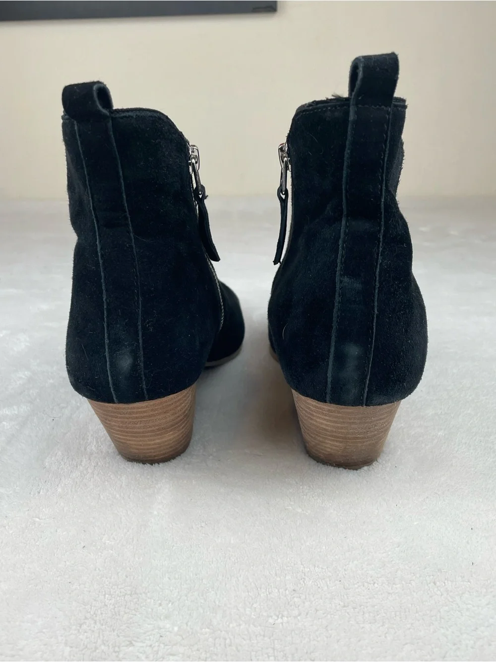 Dolce Vita Black Suede Ankle Boot with Stacked Heel